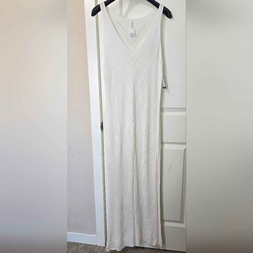 White Women's Swim Cover-Up Maxi Dress